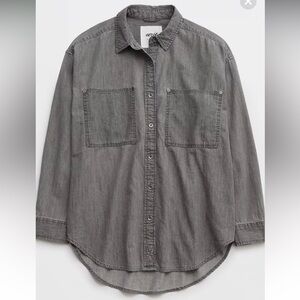 Aerie Denim Gray Button Down Shirt